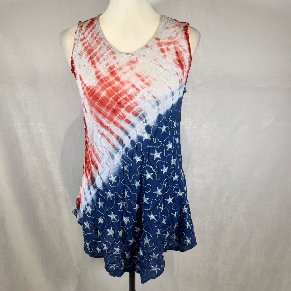 Julian Taylor star spangled red white and blue patriotic top size large